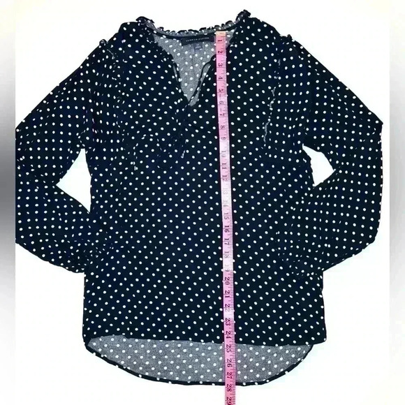 Tommy Hilfiger Womens Polkadot Navy/White Ruffle Blouse Size Small - Picture 7 of 11